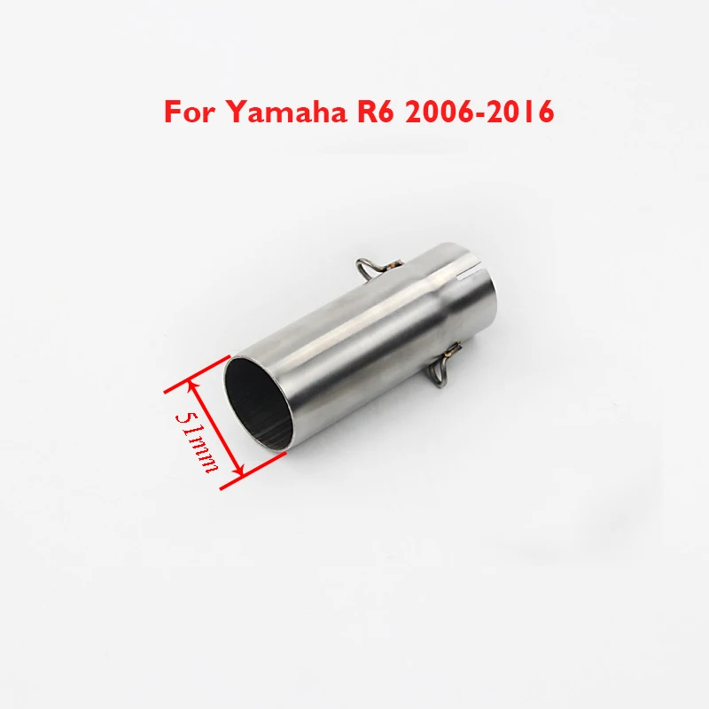 Slip on YZF R6 Motorcycle Exhaust Middle Connect Pipe Mid Linking Pipe Stainless Steel Tube for Yamaha R6 1998-2005/2006-2016