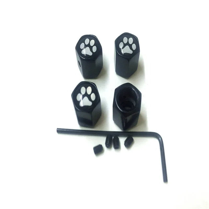 4Pcs/lot Car Styling Anti-theft Lovely Bear Cat Dog Paw Print Logo Wheel Tire Valve Stem Air Cap For Toyota Honda Volvo