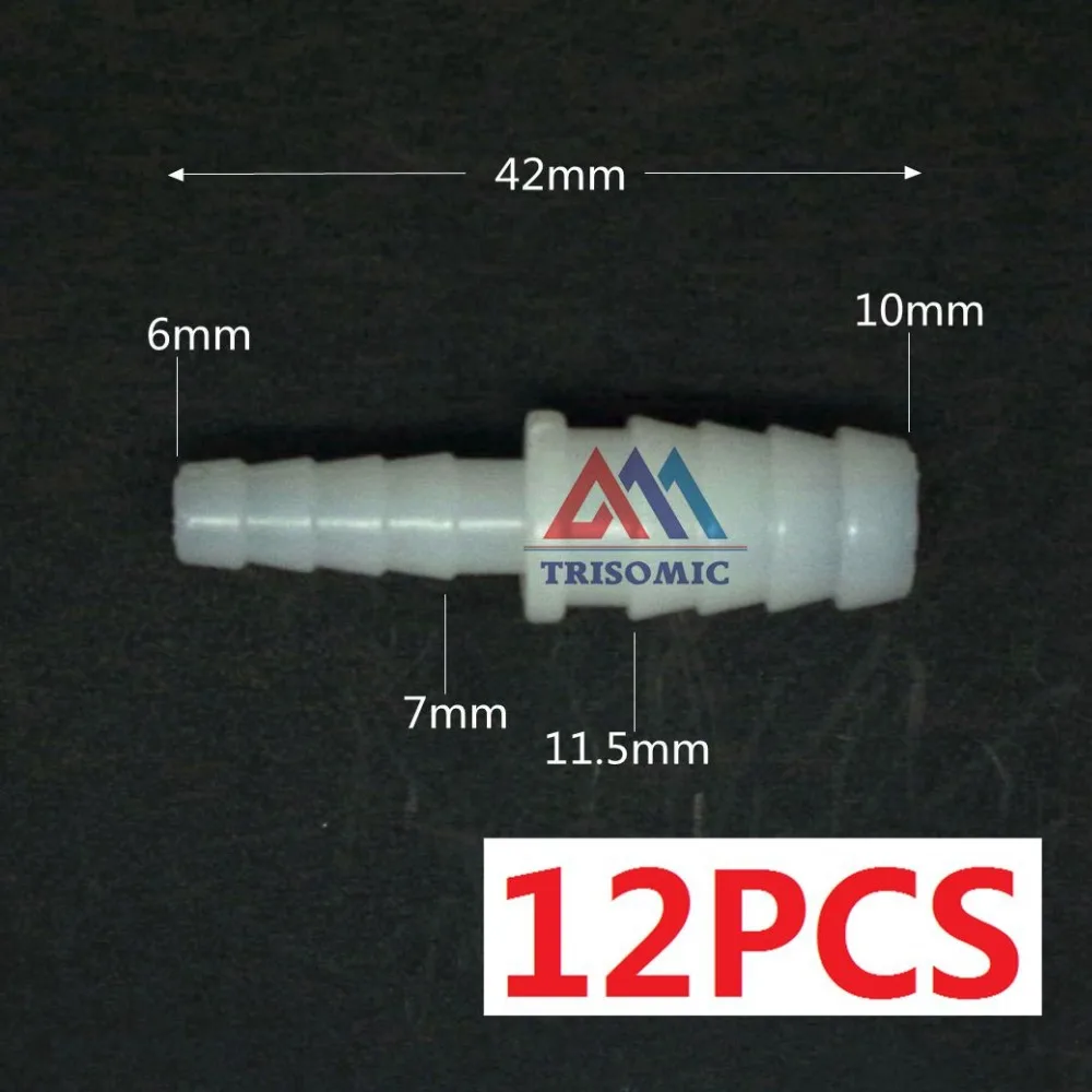 

12 pieces 6mm*10mm Straight Reducing Connector Plastic Fitting Barbed Reducing Connector PE