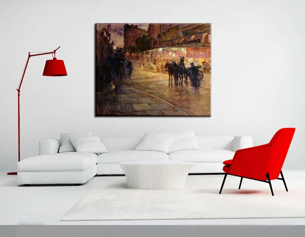 

Handmade Modern Abstract Paris Oil Painting Calligraphy Handpainted Wall Art Decorative Canvas Picture of City Streetscape Paint