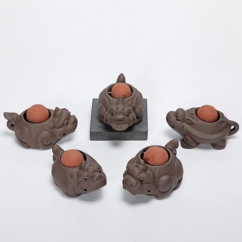 PINNY Brave Troops Purple Clay Tea Pet Chinese Kung Fu Tea Accessories Taste Tea Set HandmadeTea Ceremony Decorations