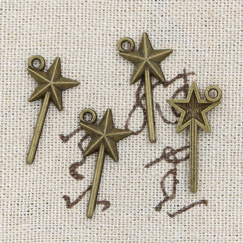 50pcs Charms Magic Wand 25x13mm Antique Bronze Silver Color Pendants Making DIY Handmade Tibetan Bronze Silver Color Jewelry