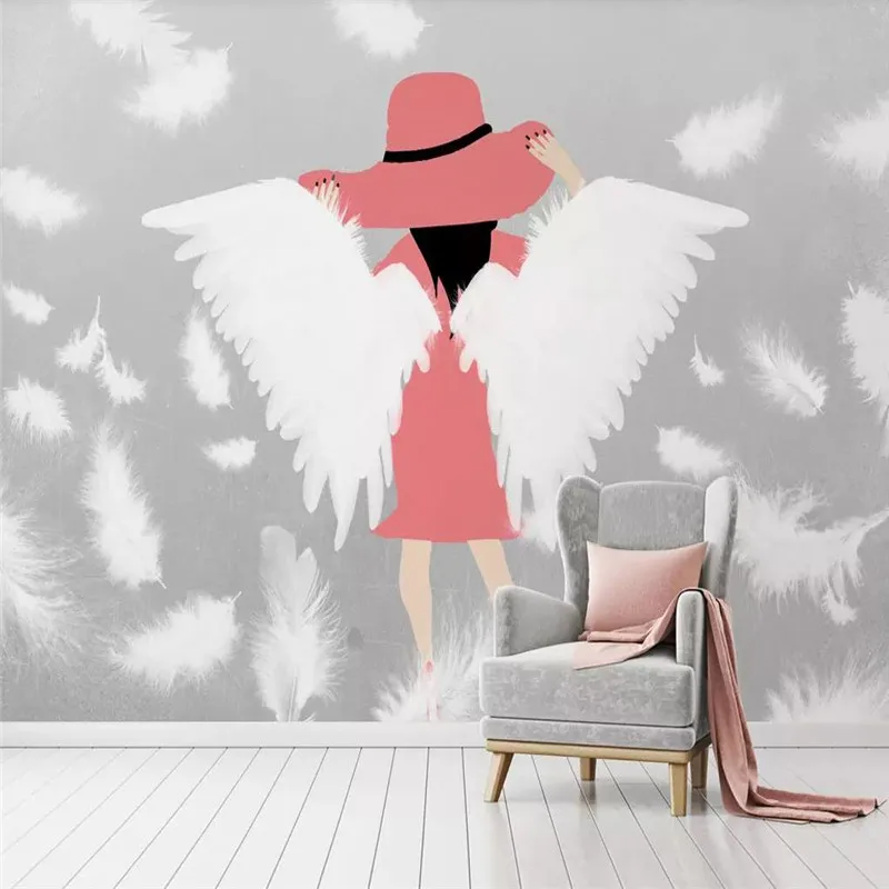 

Custom wallpaper mural living room TV bedroom family background art design fantasy color sky angel wing background wall