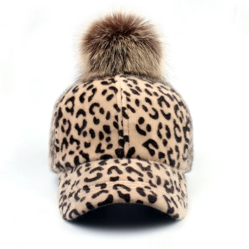 [YARBUU] brand new baseball caps 2018 winter cap for women Faux Fur pompom ball Leopard cap children Casual Snapback hat cap