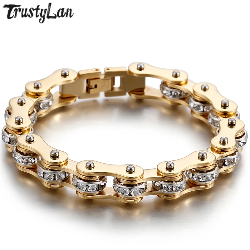 Mannen Armband Gold Color Stainless Steel Bicycle Link Chain Bracelet Men Mens Friendship Bracelets Biker Jewelry Dropshipping