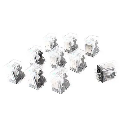 

10 Pcs HH54PL DC 12V Coil 4PDT Green LED Light General Purpose Power Relay Free Shipping