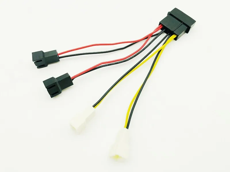 

Computer Cooling Fan Power Cables 4Pin Molex to 3Pin Fan Power Cable Adapter Connector 12v*2/5v*2 for CPU PC Case Fan Cables NEW