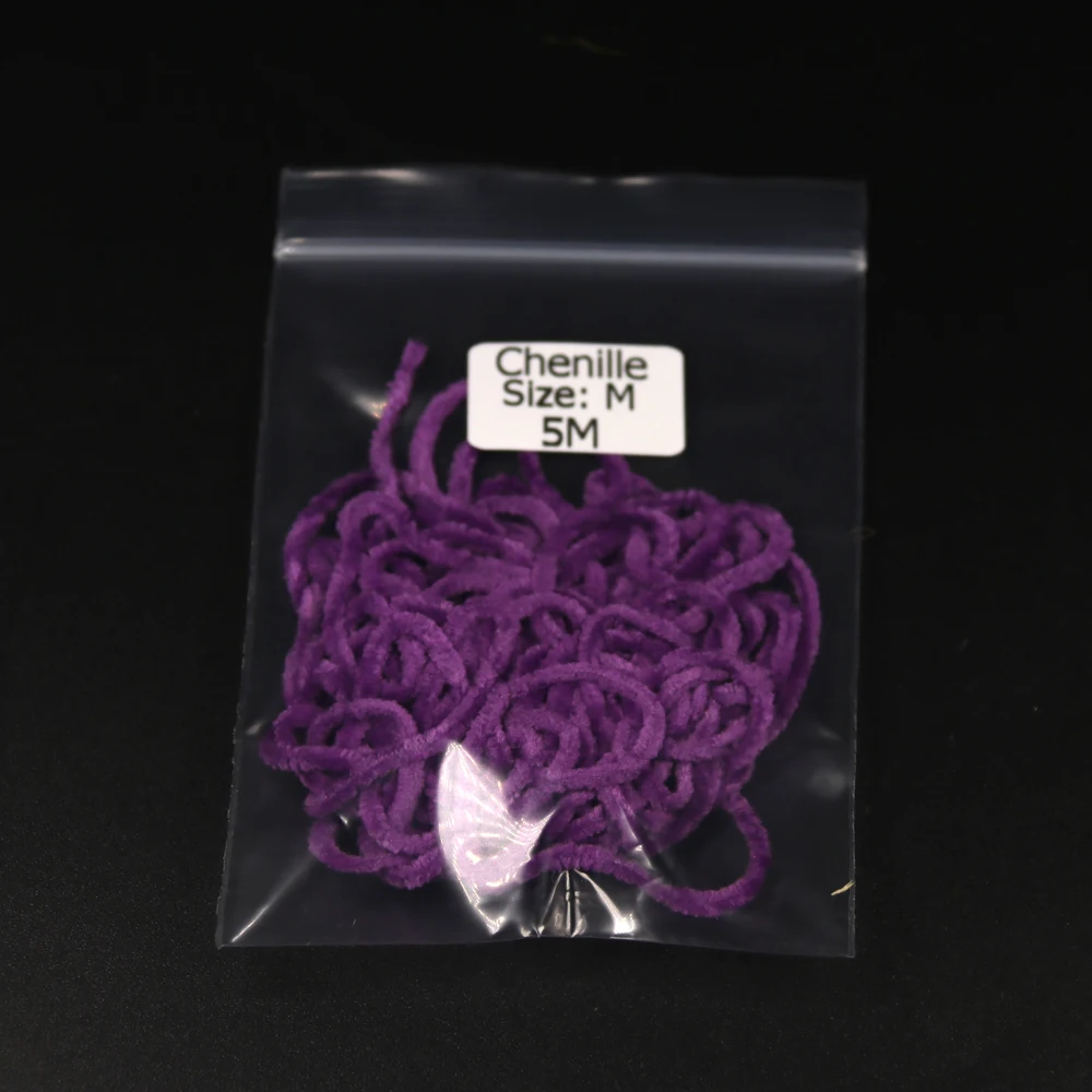 Bimoo Size M 5m/bag Fly Tying Material Chenille Wooly Bugger Tying Chenille White Green Orange Black Purple Color