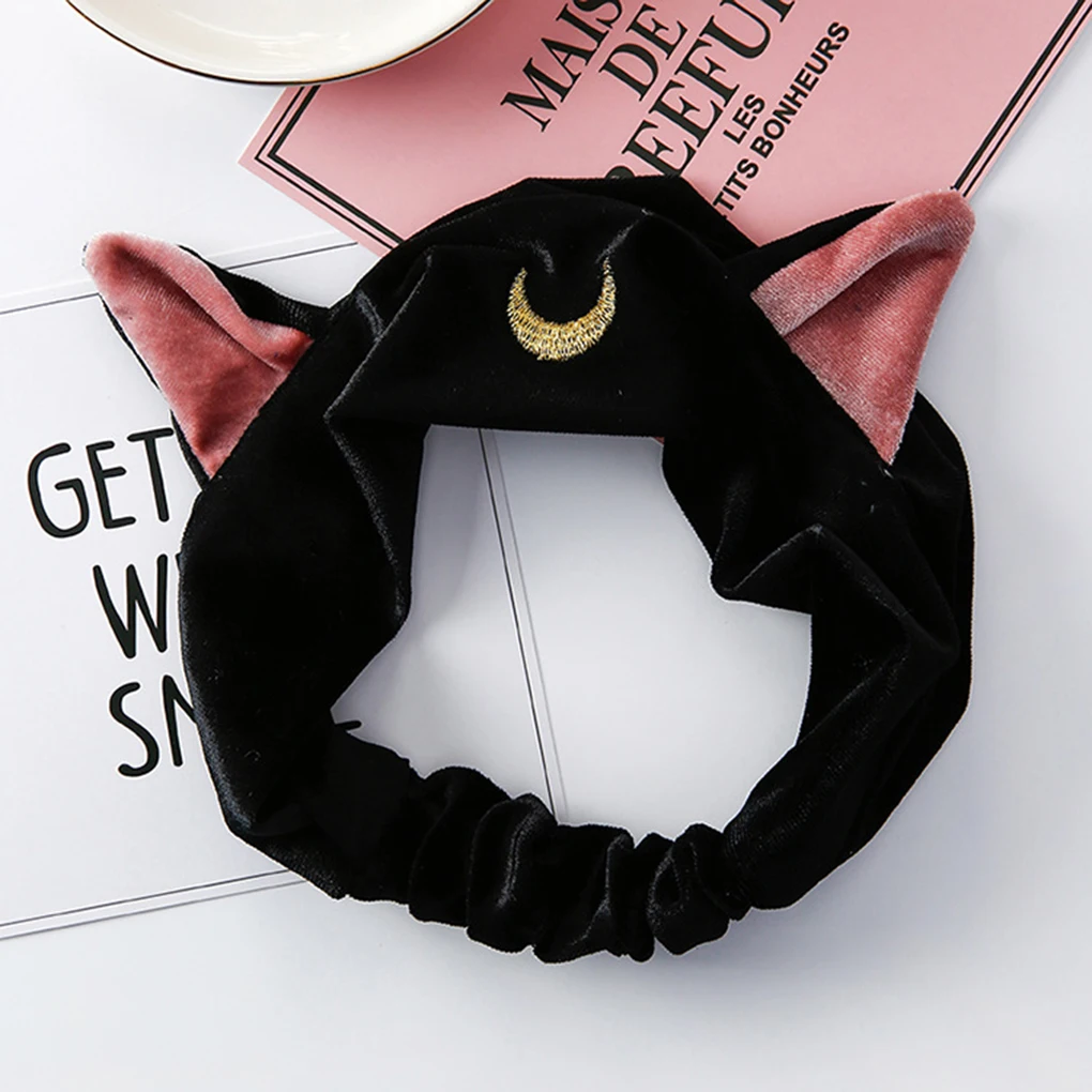 Women Cat Ears Headband Face Wash Cosmetic Hair Hoop Make up Headwear Shower Yoga Hair Band