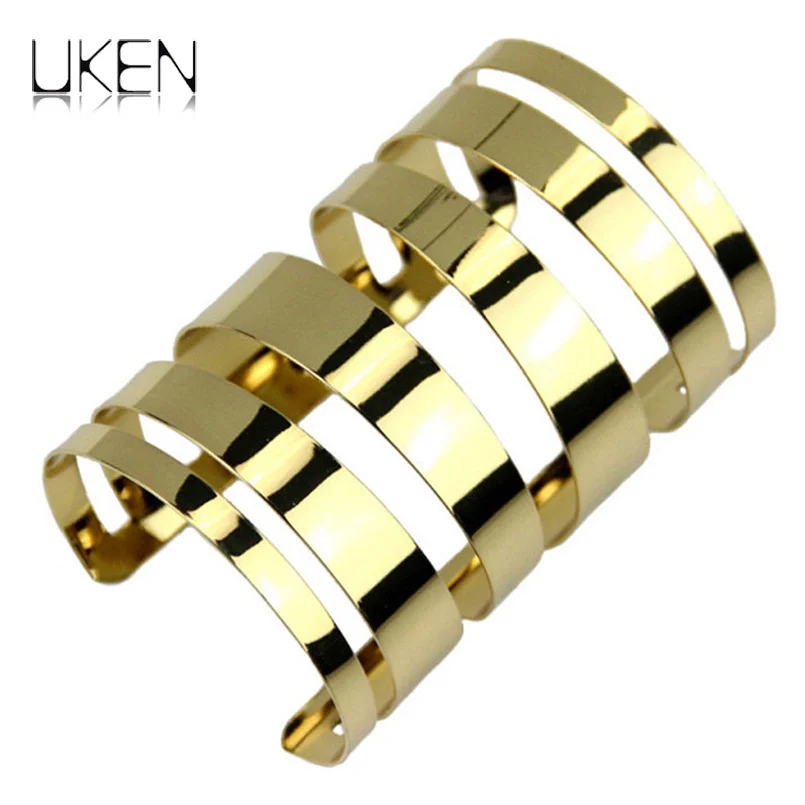 UKEN Designer Alloy Wide Wrap Cuff Bracelets & Bangles Women Costume Statement Jewelry Fashion Accessories Wholesale Gift