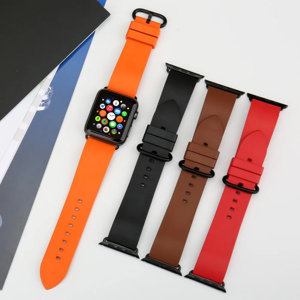 Imagem -05 - Maikes Borracha Pulseira de Relógio Laranja para Apple Pulseiras 49 mm 45 mm 41 mm 44 mm 40 mm Série se se Esporte Iver Pulseira