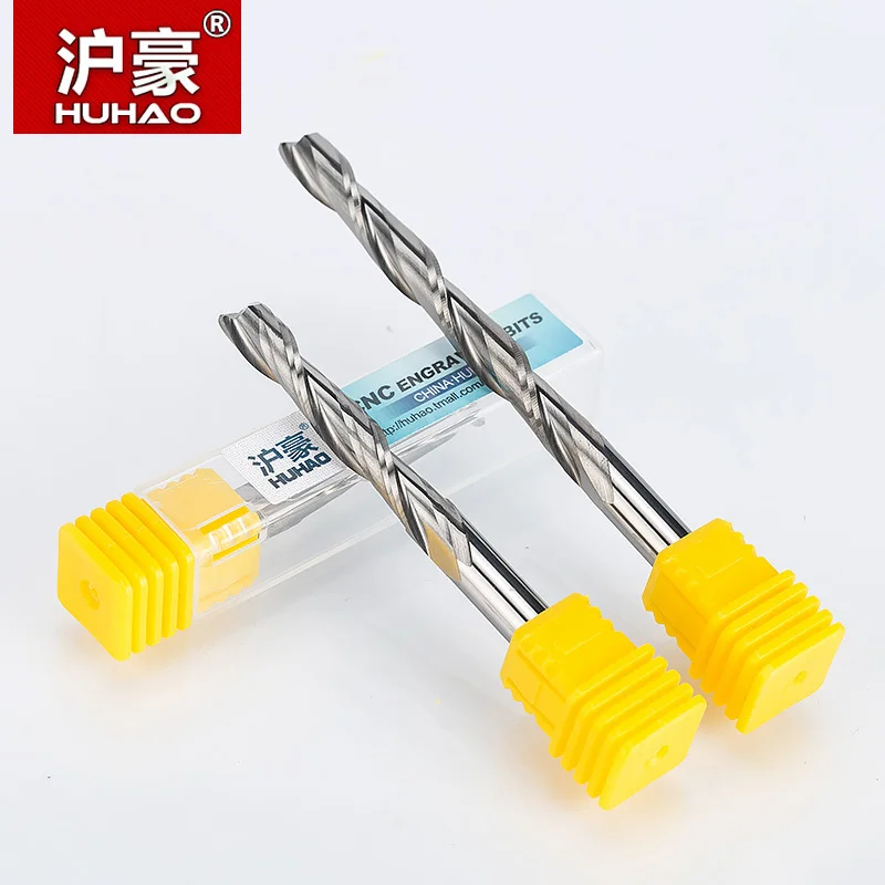 HUHAO 1pc Shank 6mm 2 Flutes Spiral with Blade CEL 12-72mm Milling Cutter CNC End Mill Router Bit for Wood Carbide Router Tool