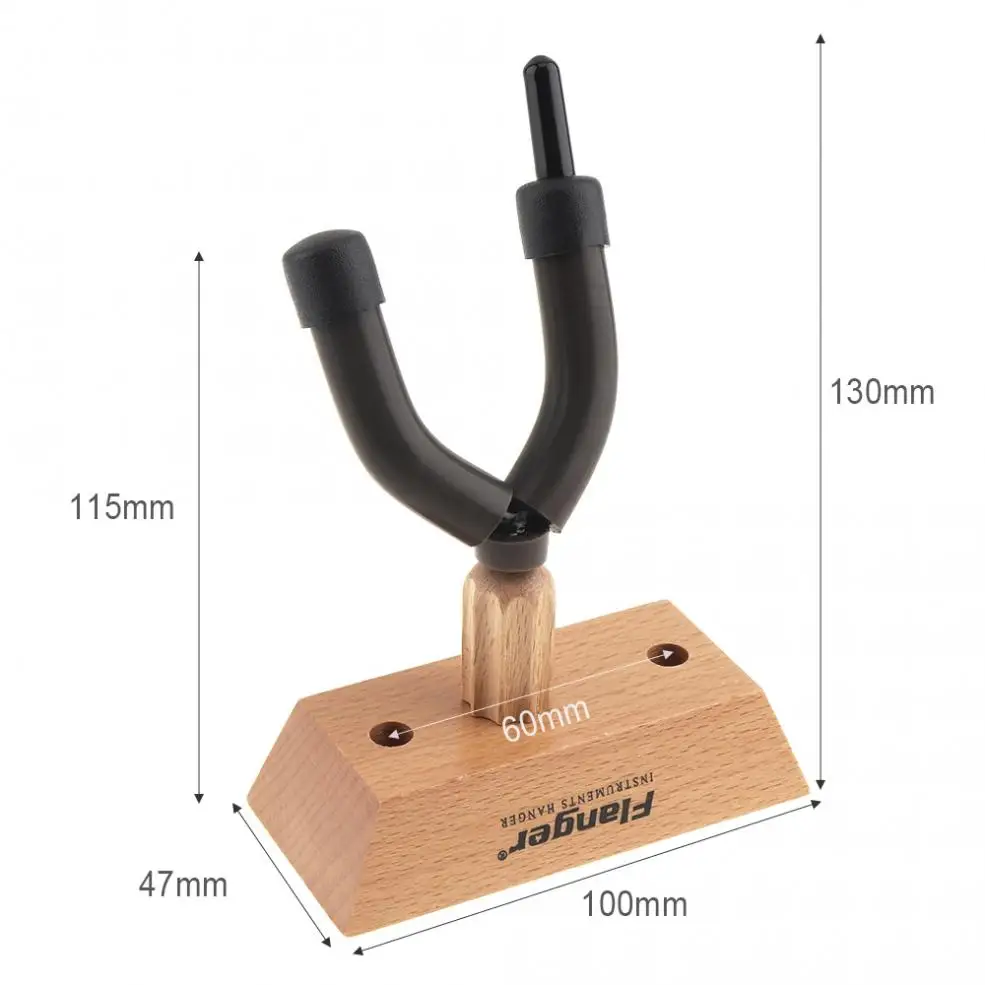 Flanger Wood Base Wall Mount Violin Hanger Hook Holder with Bow Holder for Home and Store Show Storage Violin