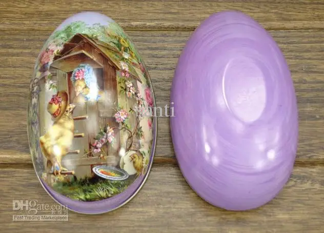 Easter decoration cabochons Fashion easter eggs tin candy storage box