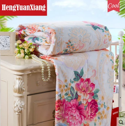 Chinese Silk Blanket Summer Comforter Air-conditioning Quilts Single Bedding Floral edredones colchas de verano seda 150x200cm