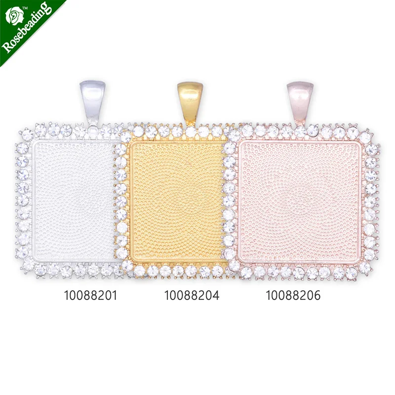 10pcs 20mm square zinc alloy Rhinestone Pendant,Rhinestone Claw Pendant Tray,Pendant Blank Bases