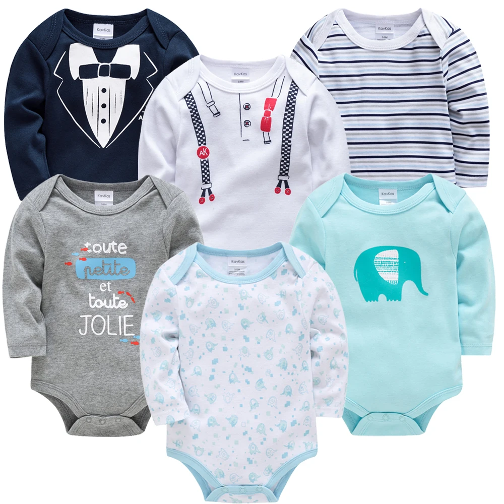 2023 Baby Girls Clothes 3 6 pcs/lot pour nouveaux Cotton Long Sleeve Girl Bodysuit 0-24 Months Newborn Boys Clothing Toddler