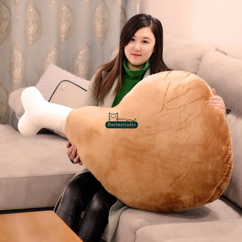 Dorimytrader Fashion 110cm Giant Cute Soft Cartoon Drumstick Plush Pillow 43'' Stuffed Anime Chicken Leg Cushion Toy Present