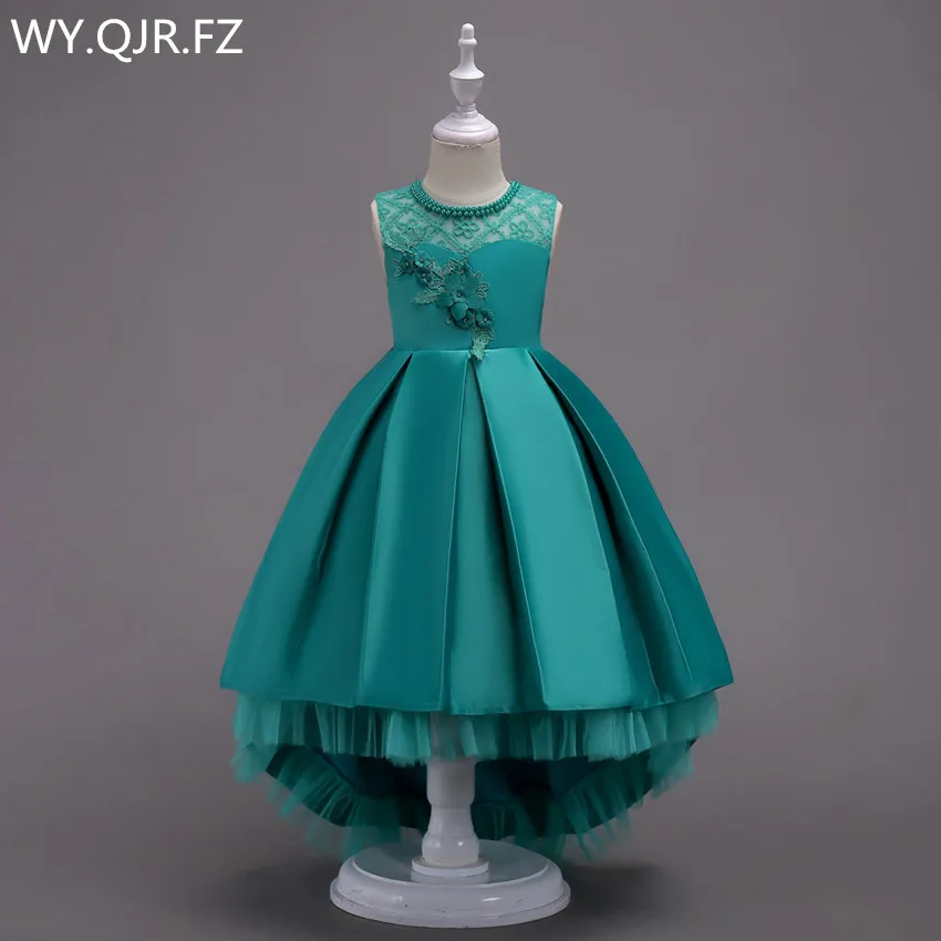 BH-580 # verde rosa blu Trailing pizzo fiore ragazza abiti partito prom vestito da spettacolo per bambini all'ingrosso europeo americano