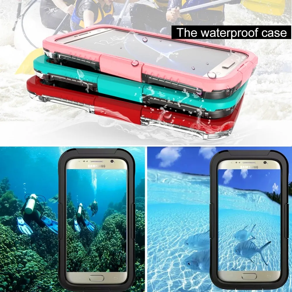 S7 S7 Edge Waterproof Protective Case Plastic + Silicone Trancsparent Cover for Samsung Galaxy S7 G930 / S7 Edge G935