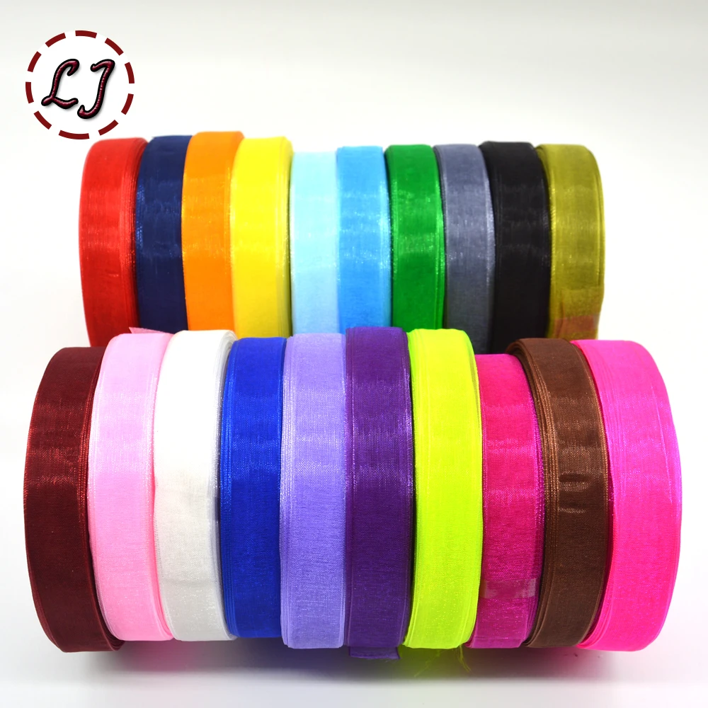 Brand high quality 10mm/15mm/20mm/25mm/40mm organza ribbon trim for wedding craft bow gift party decoration Wrapping riband DIY