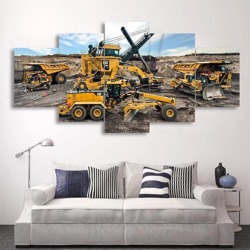 5d Diy Diamond Engineering Vehicle Excavator Rhinestone 5D Diamond Painting Mosaic Needlework Art 5 Piece