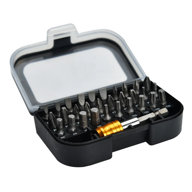 31pcs Magnetic Screwdriver Bit Set with Quick Release Holder Torx Hex Slotted Phillips Pozi Bits Hand Tool Set