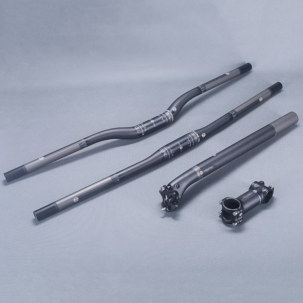 

TOMTOU Cycling Mountain Handlebar Stem Seatpost Bike MTB Handlebars Sets Matte 3K Carbon Bicycle Parts XXX