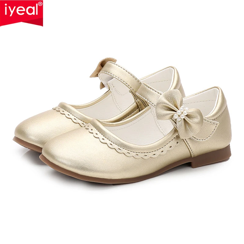 IYEAL Children Casual Shoes Girls Princess Bow Shoes Baby Girl Strap Flat Shoes Kids Girls Fashion Sneakers 4 Colors