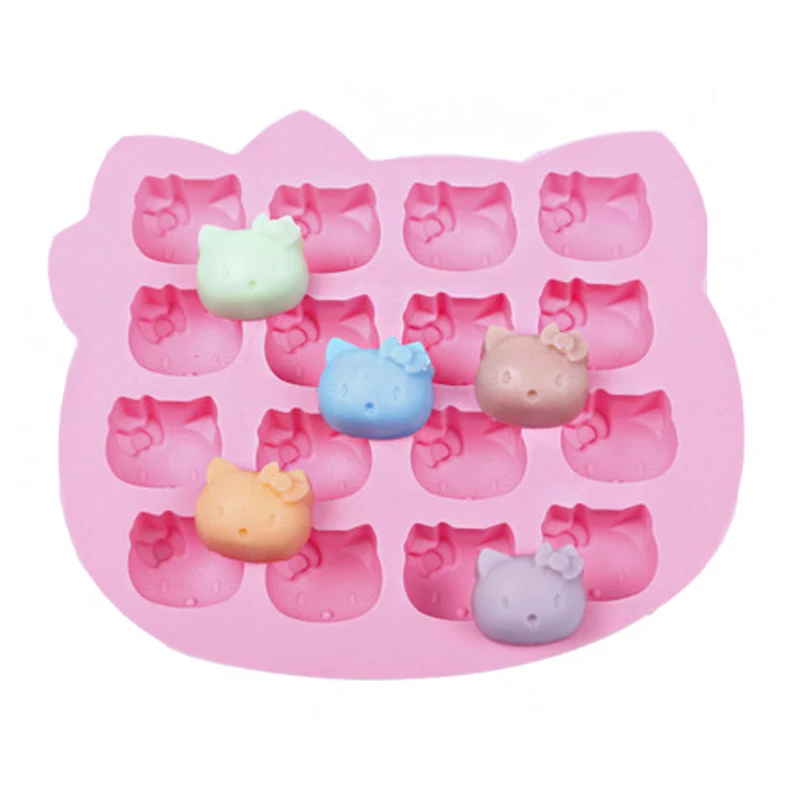 Free shipping 16 KITTY cooking tools chocolate ice mold Silicone Mold baking Fondant candy Sugar Craft DIY Cake