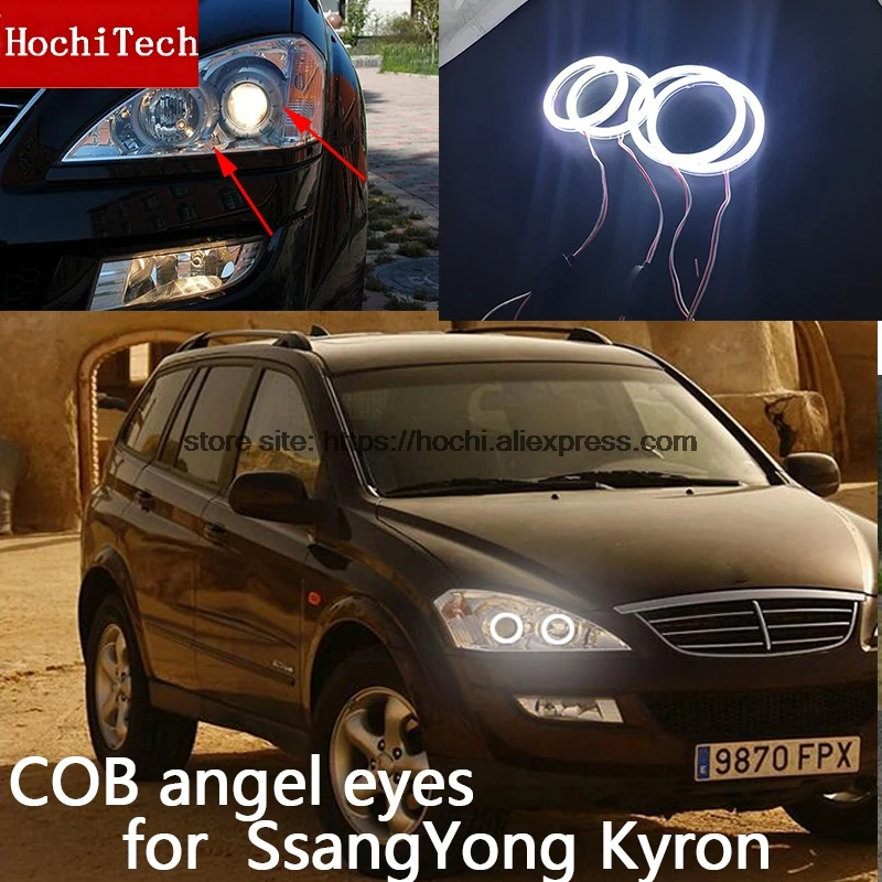 For SsangYong Kyron 2007 2008 2009 2010 COB Led day Light White  Cob Led Angel Eyes Ring Error Free Ultra bright