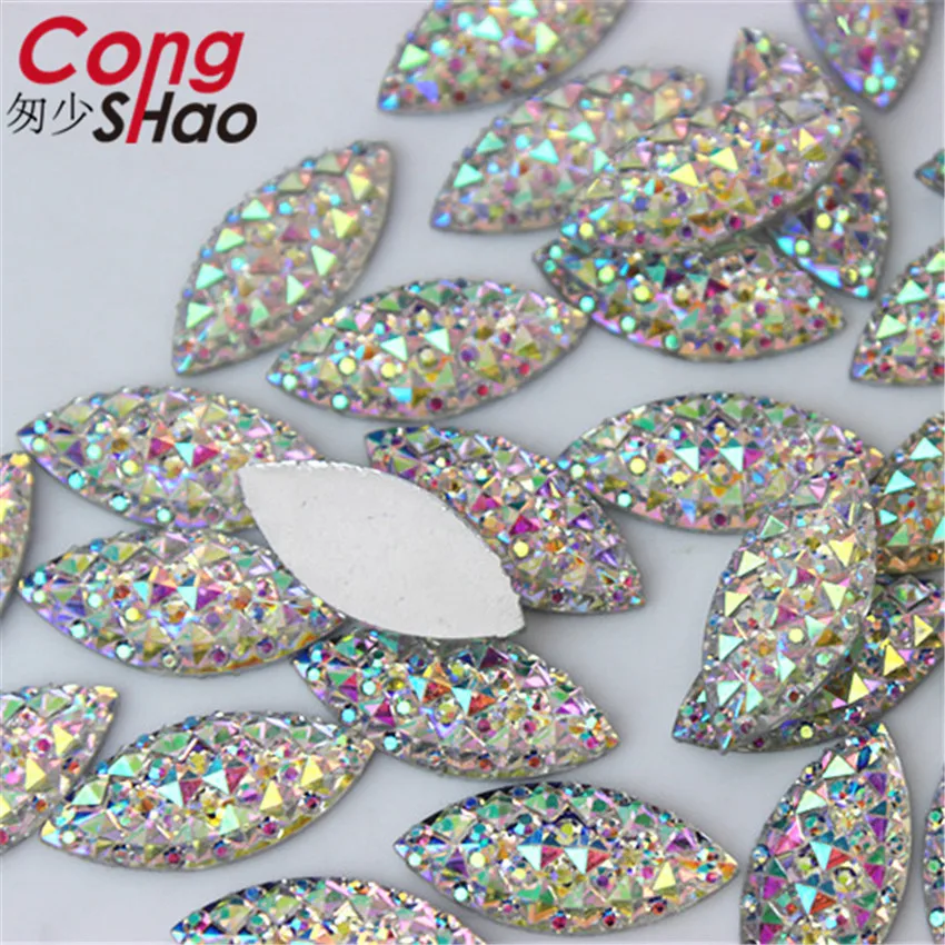 Cong Shao 200PCS  9*20mm Horse eye AB Colorful flatback Resin Rhinestone stones and crystals DIY Clothes Decoration Craft CS190