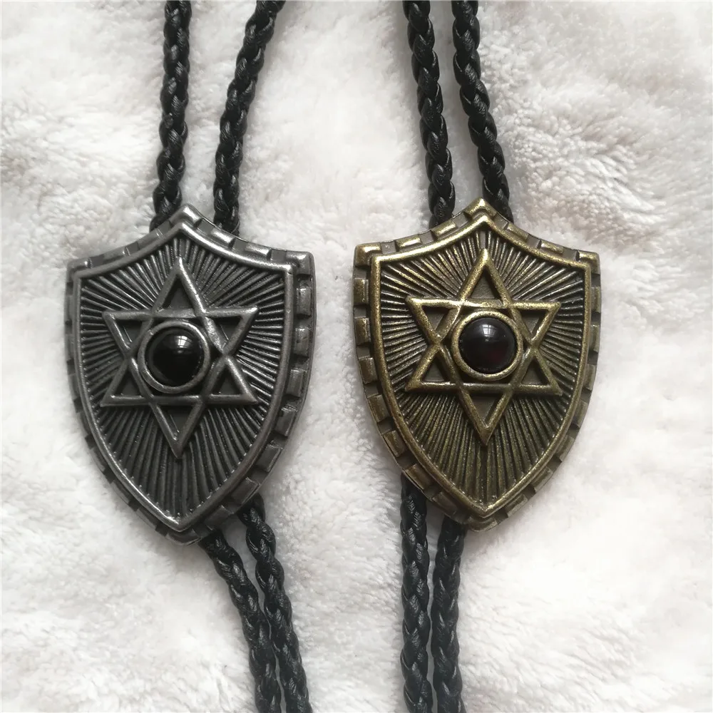 

Bolo tie New retro shirt chain Shield Star collar necklaces long neckties pendant