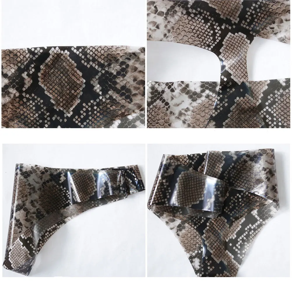 Plus Size Latex Snake Camo Low-Rise G-string Seamless Micro Thong T-Back G string Erotic Lingerie Thongs Gay Wear Stage