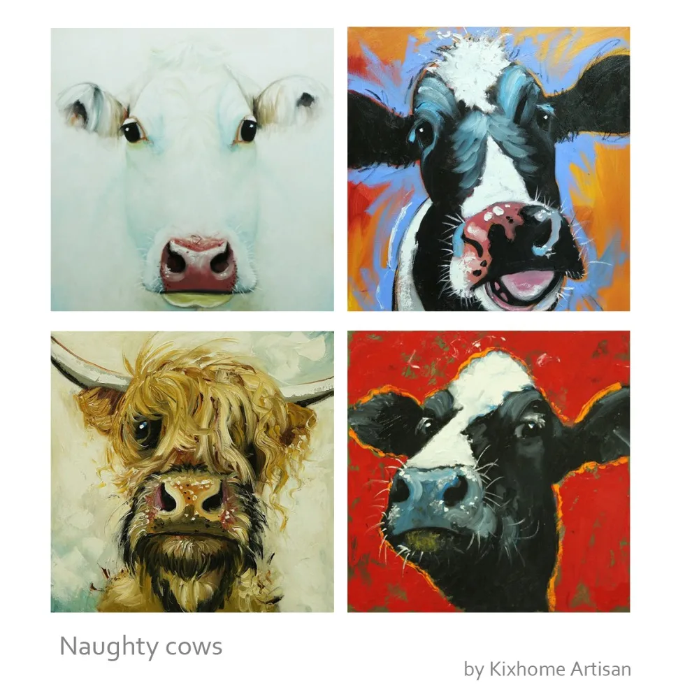 

Cow painting on Canvas Original Cow art farm animal painting palette knife oil painting Wall Art Picture for living room kixhome