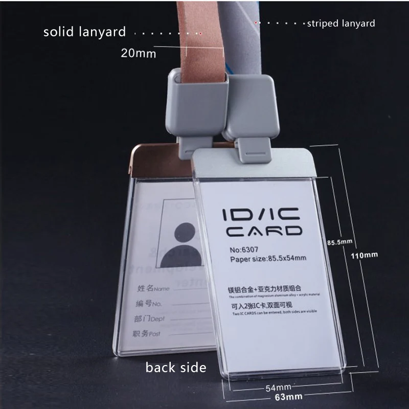 DEZHI-Acrylic Clear Access Card ID IC Card Badge Holder Work Card with Polyester Lanyard, LOGO Custom Neck Rope