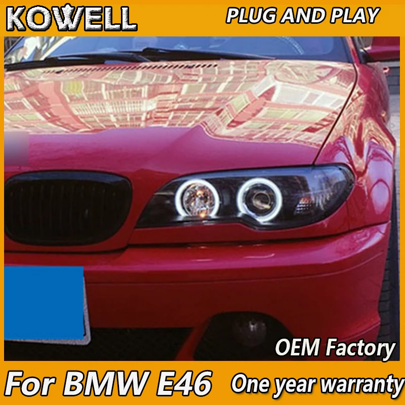 KOWELL Car Styling for BMW E46 316i 318i 320i 325i LED Headlight 2003 2004 2005 Headlight Bi-Xenon Head Lamp LED DRL Car Lights