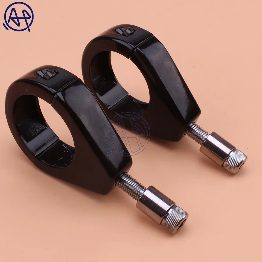 2pcs Aluminum Motorcycle Turn Signal Mount Bracket 39mm Fork Tubes Relocation Clamp Chrome/Black For Harley