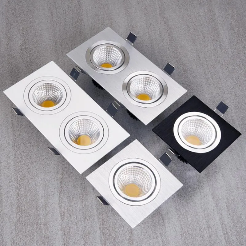 Factory Wholesale 1*10W/2*10W White shell Black shell Silver shell Square COB Led down light COB Recessed Led ceiling lamp