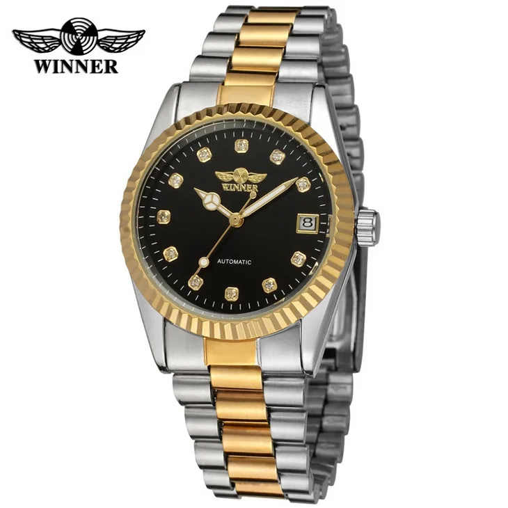 Fashion Hot Winner Top Brand Luxury Gold Mens Wrist Watch Men Business Clock Automatic Mechanical Watches Male Steel Skeleton