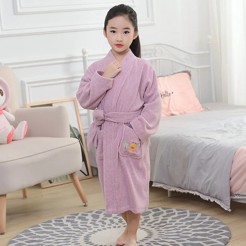 Katoenen badjas kinderen unisex kinderbaby kimono badjas handdoek fleece badjassen handdoek met capuchon pyjama nachtjapon kindertop schattig