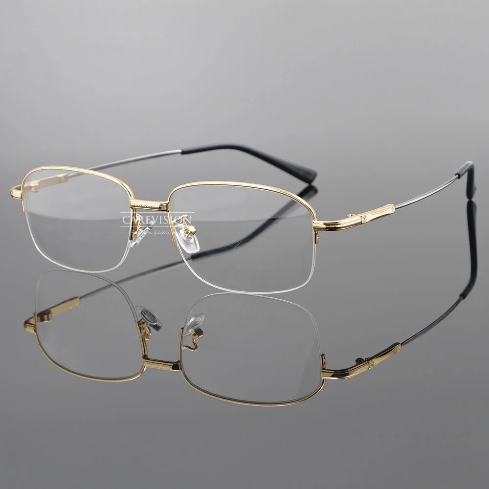 Men's Half Rimless Flexible Metal Reading Glasses +50 +75 +100 +125 +150 +175 +200 +225 +250 +275 +300 +325 +350 +375 +400 +425