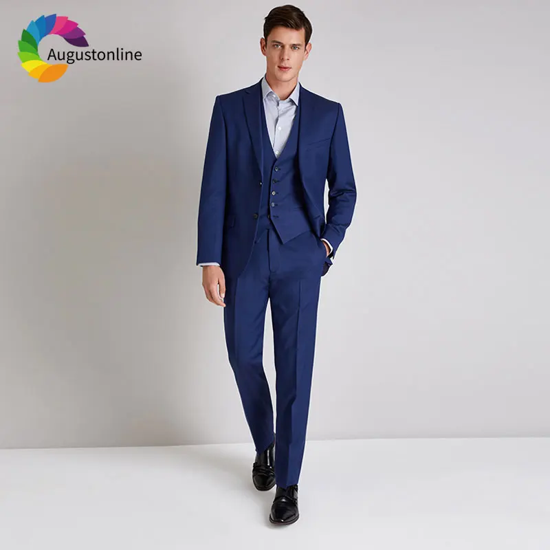 

Custom Made Royal Blue Men Suits for Wedding 3 Pieces Pants Vest Best Man Blazers Jacket Slim Fit Groom Tuxedos Terno Masculino