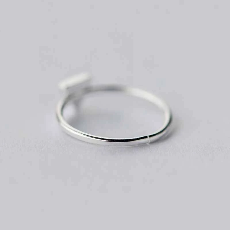 Pure 925 Sterling Silver Minimalist Triangle Black Enamel Open Thin Rings for Women Female Party Fine Jewelry Wholesale YRI137