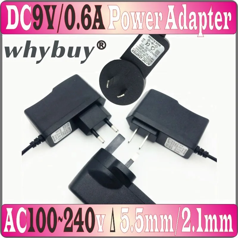 

EU/US/AU/UK Plug AC Power Adapter Charger 9v0.6a AC to DC 100V-240V Adapter Output 9V 0.6A 600mA, DC Connector 5.5mm*2.1mm