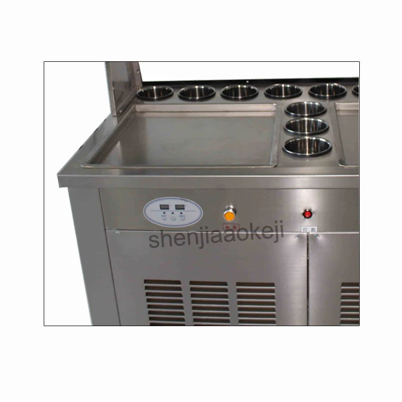 Machine à crème glacée frite commerciale 220v 2800w, machine à yaourt, Double Pots, faisant des rouleaux de crème glacée, 1 pièce