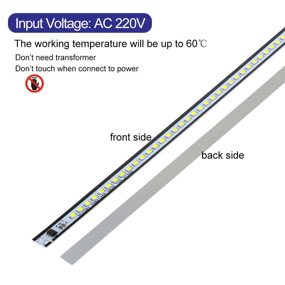 AC 220V LED Bar Light 49cm wysokiej jasności 2835 72 leds/pc LED twardy pasek biały ciepły biały 10 sztuk/partia