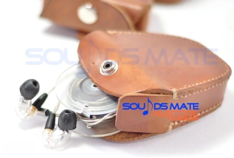 Vintage Handgemachte Echtes Leder Mans Hard Case Tasche Box In Ohr Kopfhörer Ohrhörer Kopfhörer Headset