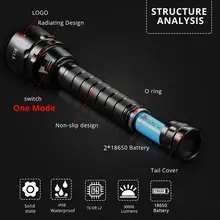 Underwater Diving Flashlight T6 L2 Waterproof 200M #3