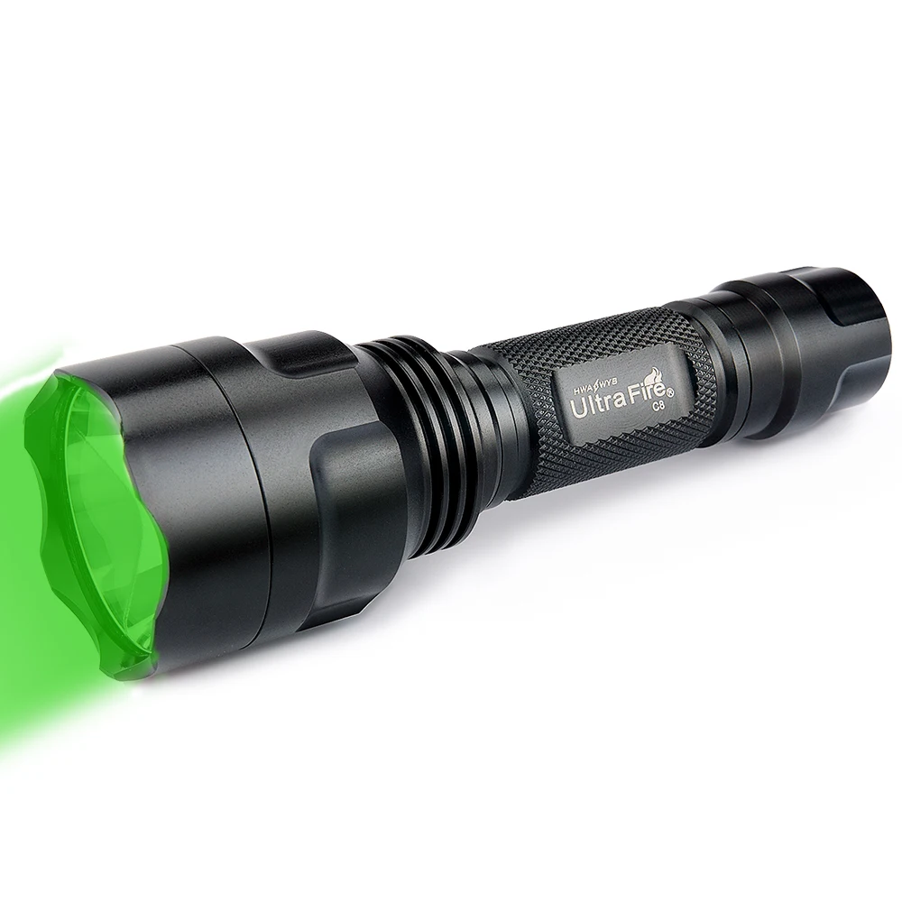 

UniqueFire Original Tactical Flashlight UF-C8 XPE LED Bulb 3 Mode Red Light/Green Light Rechargeable Lamp Torch For Outdoor